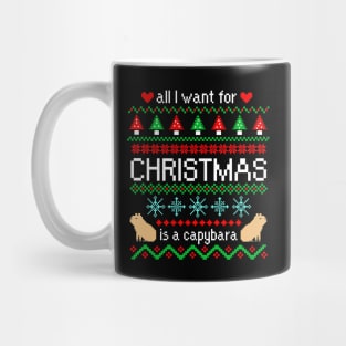 All I Want for Christmas is a Capybara Ugly Sweater Black Mug